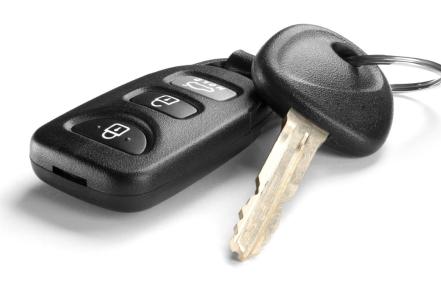 Set of car keys with remote and metal key