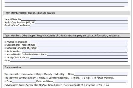 special health care plan form