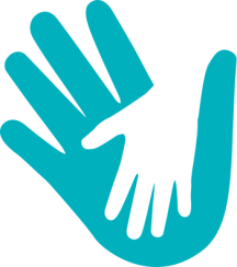 Teal hand holding child's hand