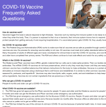 COVID-19 frequently asked questions page