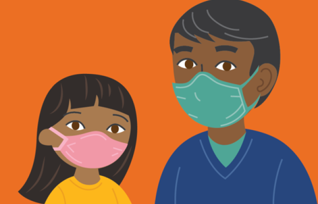 Child and adult both wearing face masks