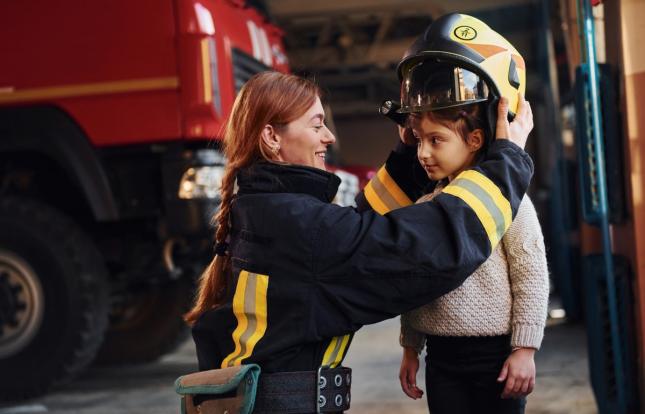 Firefighter and child