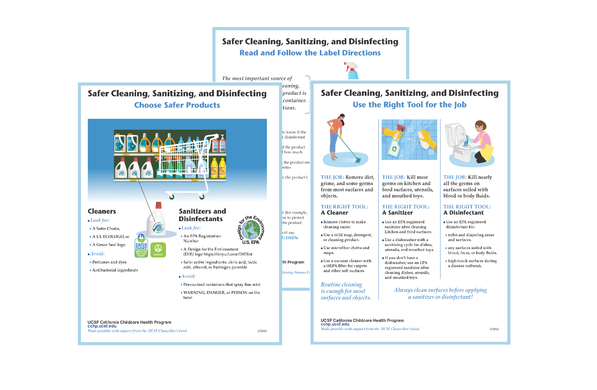 Posters about Safer Cleaning Sanitizing and Disinfecting